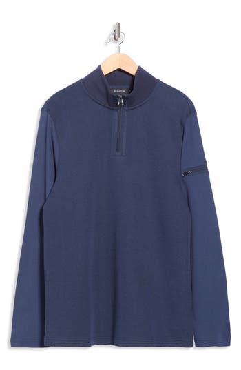 Bugatchi Quarter Zip Pullover In Blue