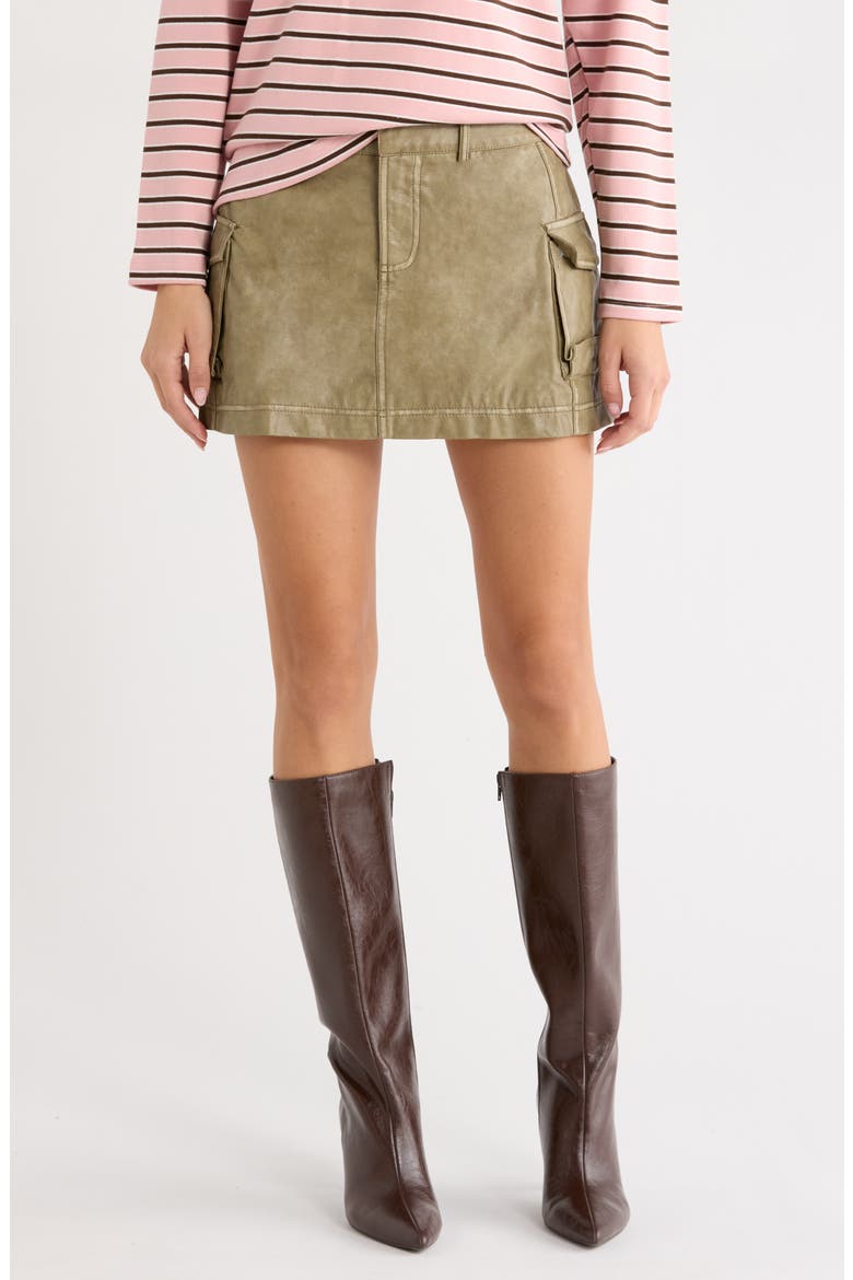 Tanza Faux Leather Miniskirt, Main, color, GREEN