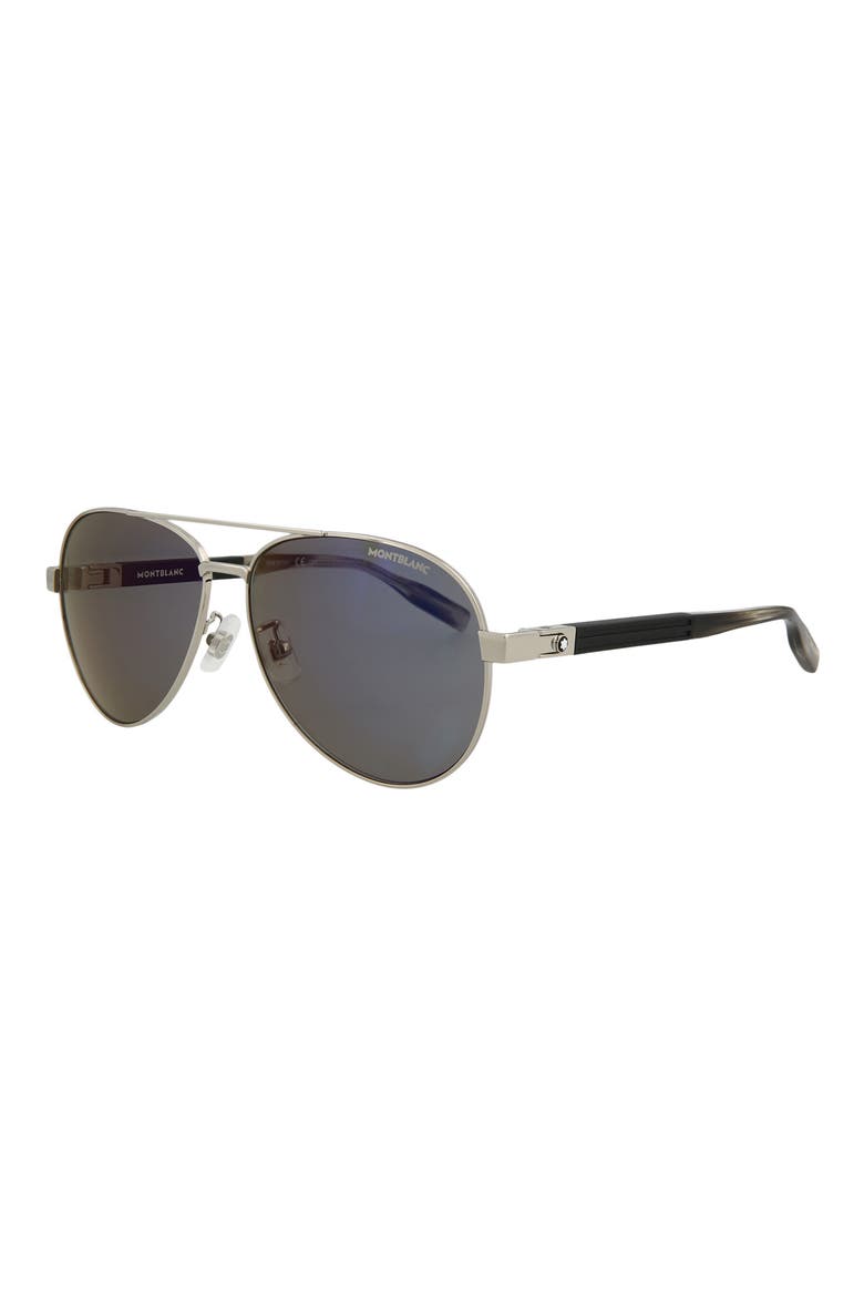 61mm Aviator Sunglasses, Alternate, color, SILVER BLACK GREY