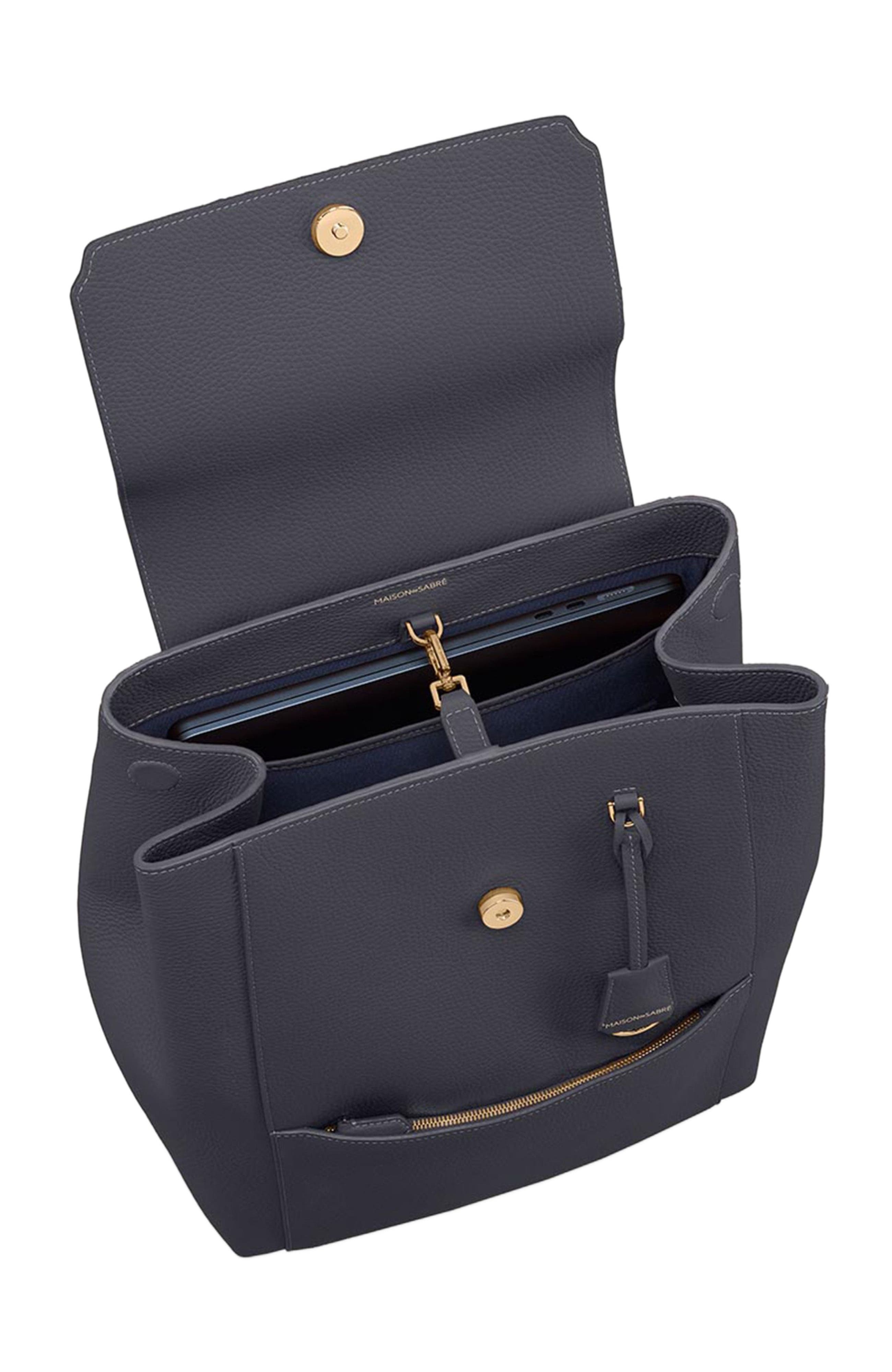 MAISON de SABRÉ Large Leather Soft Backpack, Alternate, color, Graphite Grey