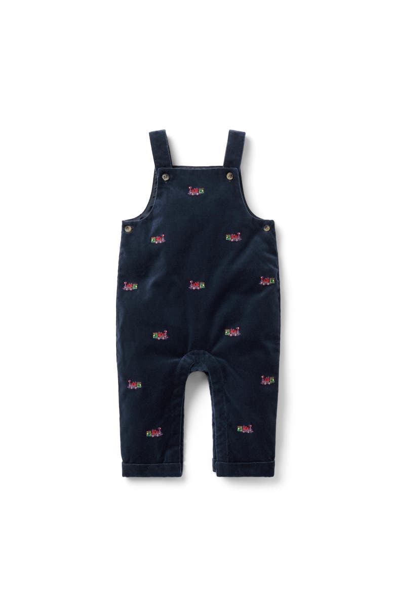 Janie and Jack The Holiday Train Baby Overall, Main, color, Blue