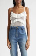 Ulla Johnson Bania Ruffle Trim Crochet Bodysuit