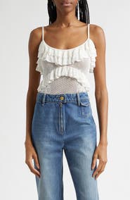 Ulla Johnson Bania Ruffle Trim Crochet Bodysuit