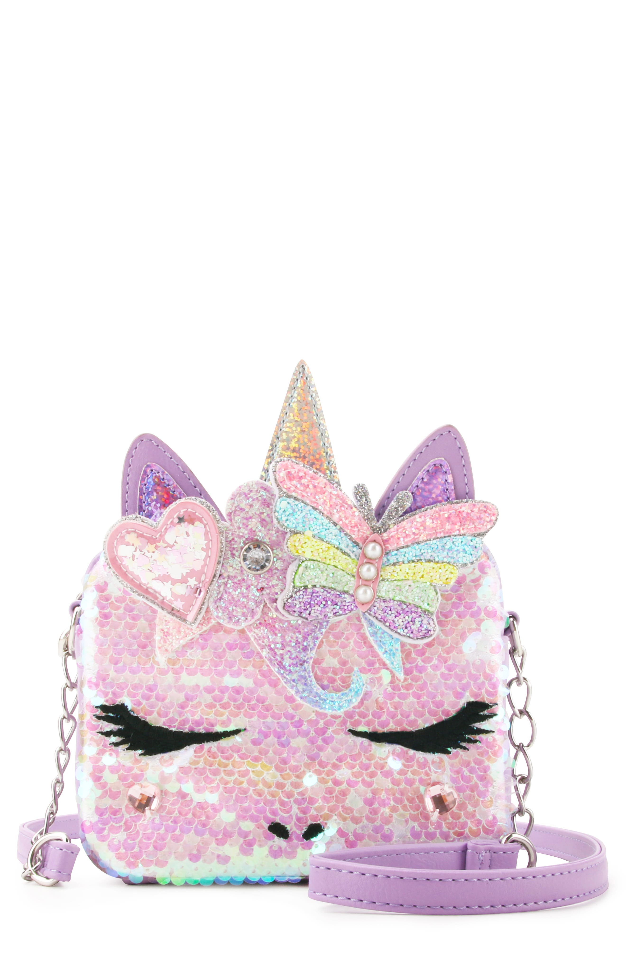 Kids' Miss Gwen Sequin Crossbody Bag, Main, color, ORCHID