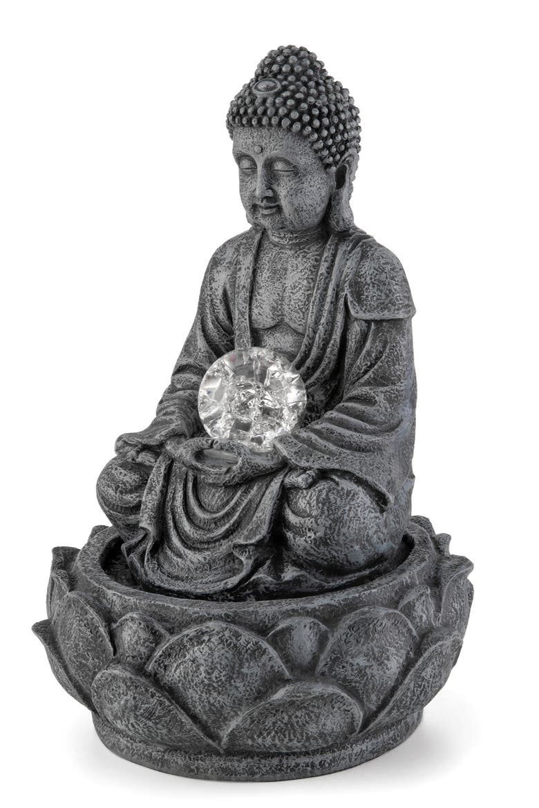 Zen-Style Polyresin Table Fountain with Pump and LED Light, Alternate, color, Grey