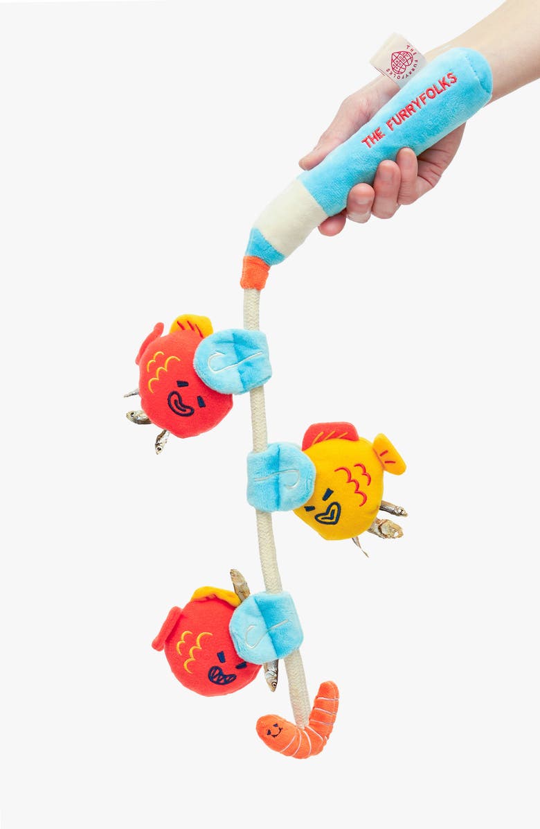 the furryfolks Fishing Nosework & Tug Toy, Alternate, color, Aqua