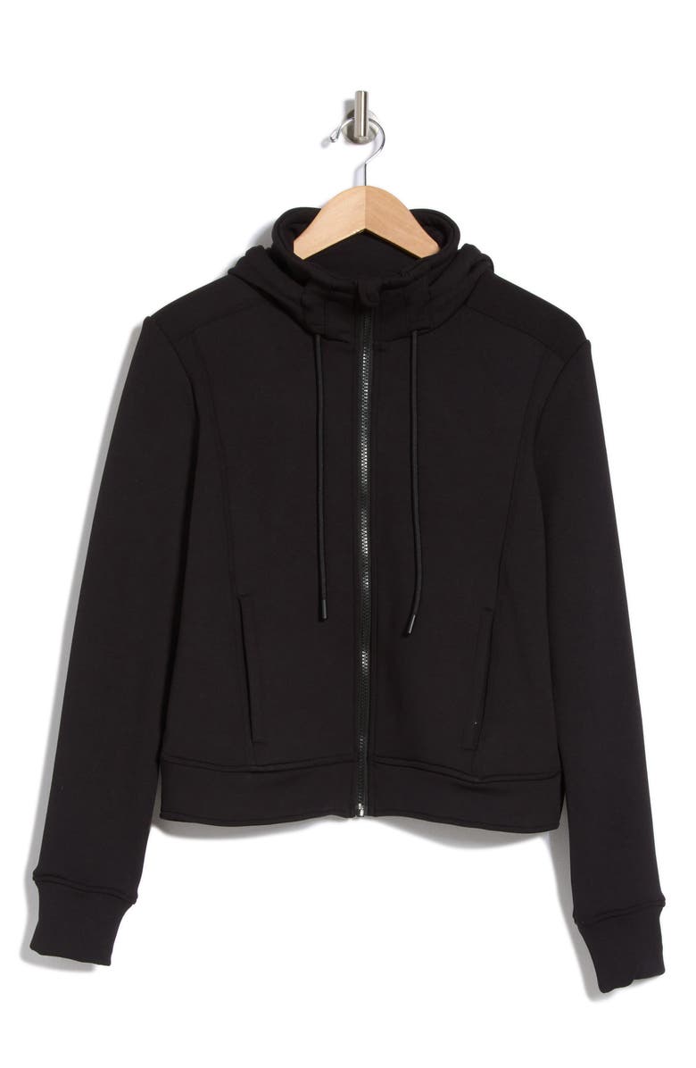 90 DEGREE BY REFLEX Scuba Fleece Full Zip Hoodie, Alternate, color, Black