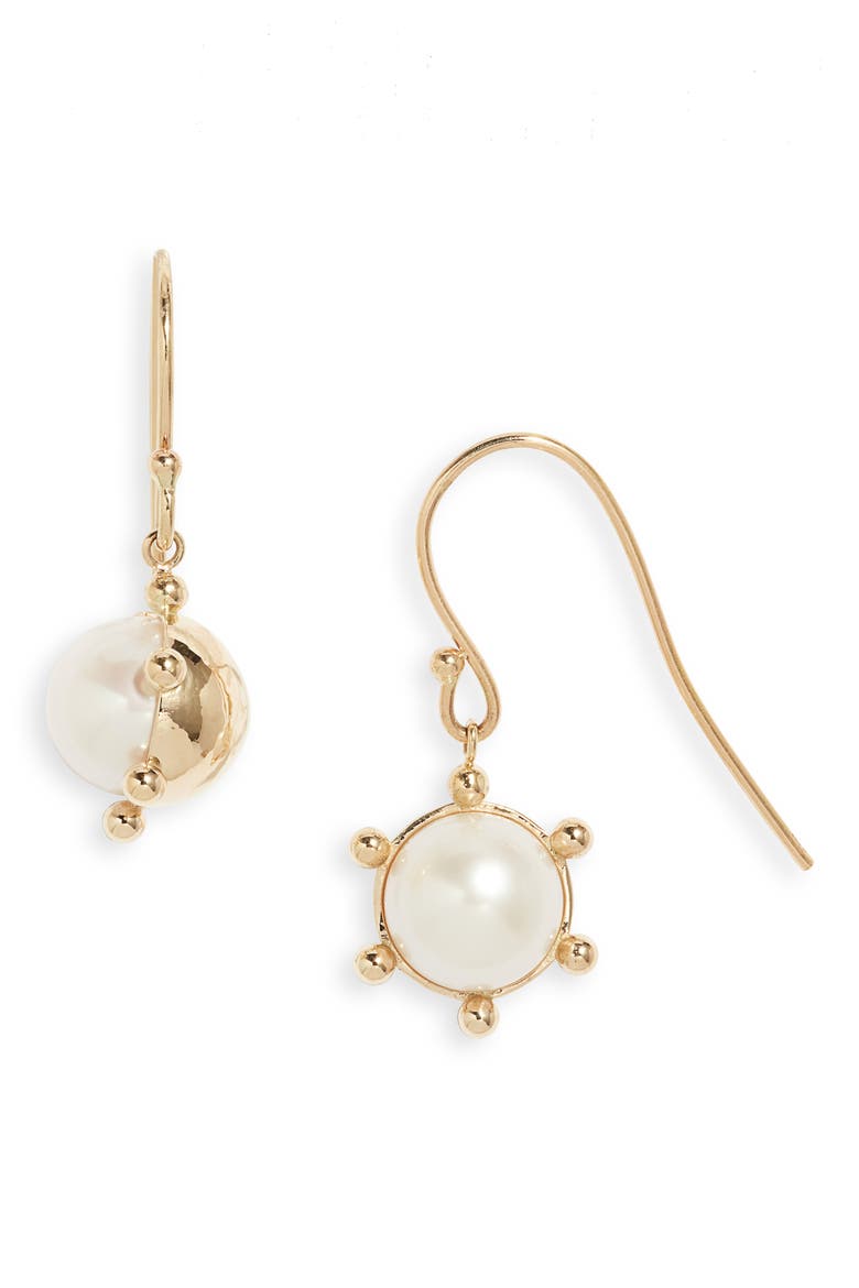 Bubble Cultured Pearl Drop Earrings, Main, color, GOLD