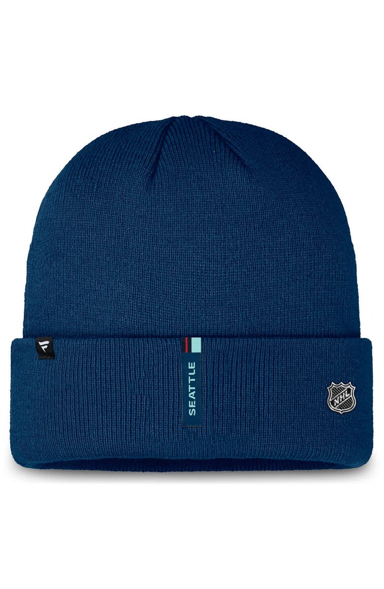FANATICS Men's Fanatics Deep Sea Blue Seattle Kraken Authentic Pro Cuffed Knit Hat, Alternate, color, Navy