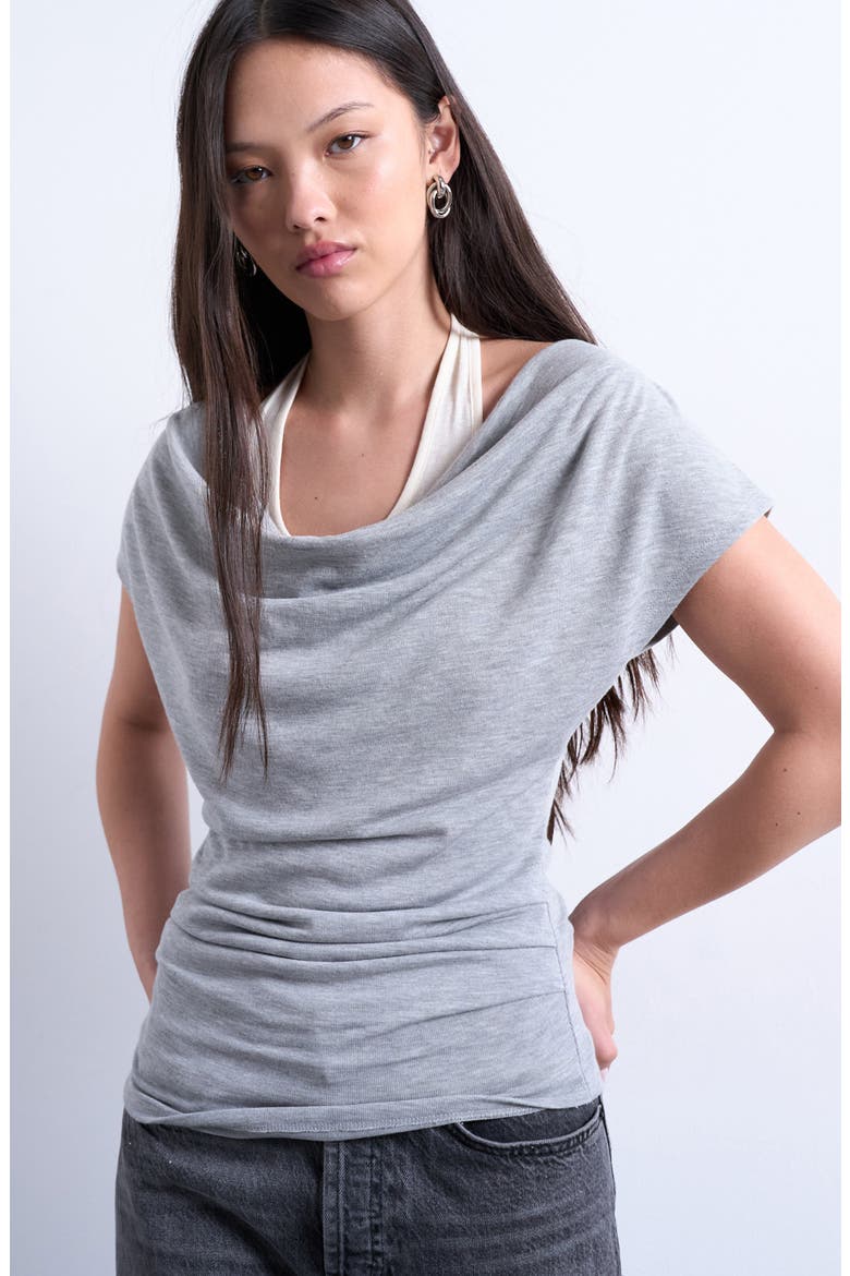 Layered Cowl Neck Top, Main, color, GREY