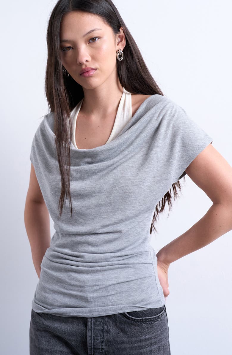 Topshop Layered Cowl Neck Top, Main, color, 