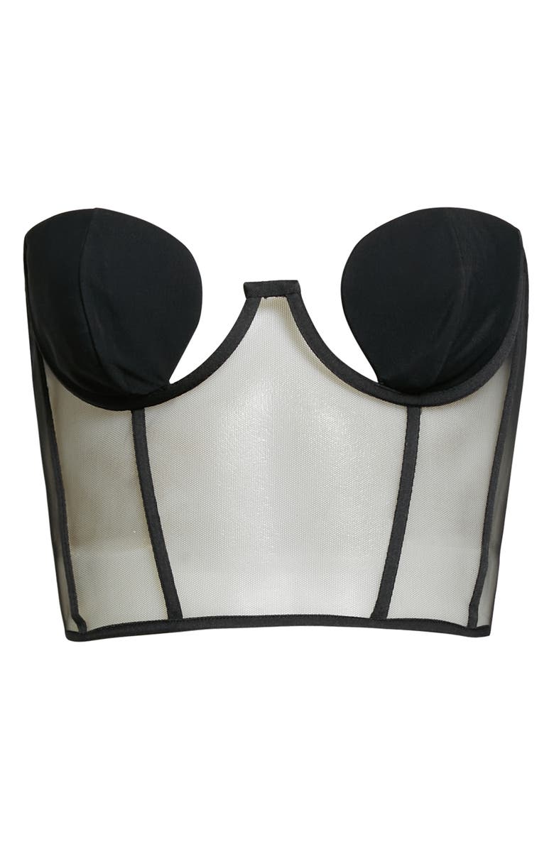Nensi Dojaka Strapless Crop Underwire Mesh Corset Top, Alternate, color,