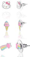 Hello Kitty Ice Cream Stud Earrings, 3 Sets