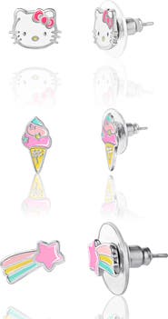 Hello Kitty Ice Cream Stud Earrings, 3 Sets