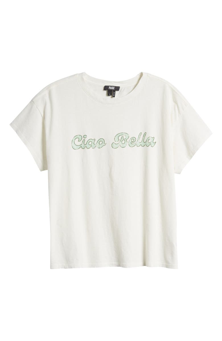 PAIGE Ren Ciao Bella Cotton & Linen Graphic T-Shirt, Alternate, color, White