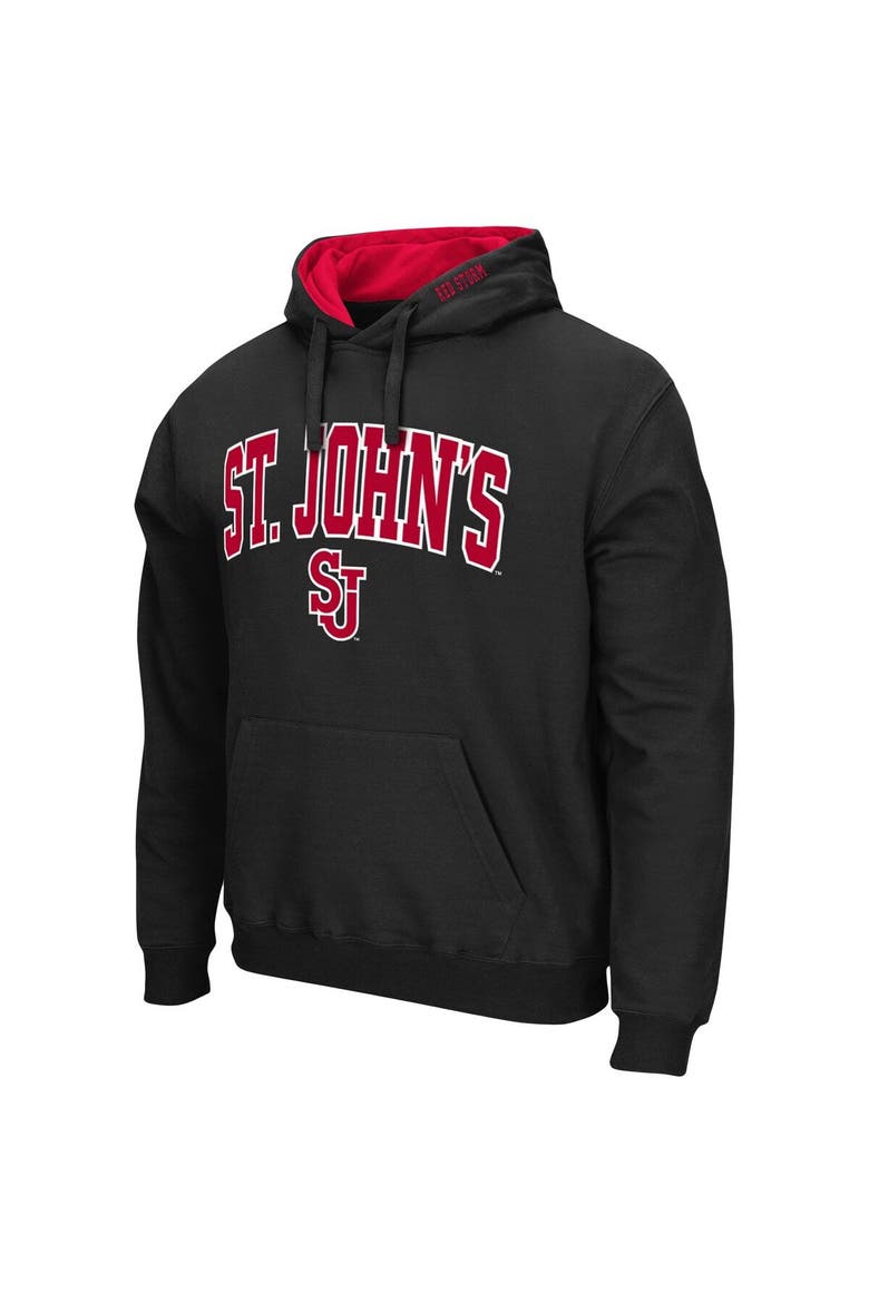 Men's Colosseum Black St. John's Red Storm Arch and Logo Pullover Hoodie, Alternate, color, Black