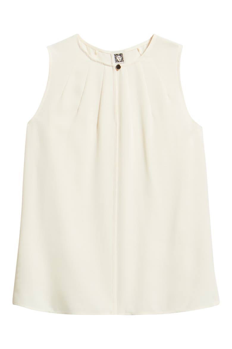 Pleated Keyhole Neck Sleeveless Top, Alternate, color, WHITE DOVE