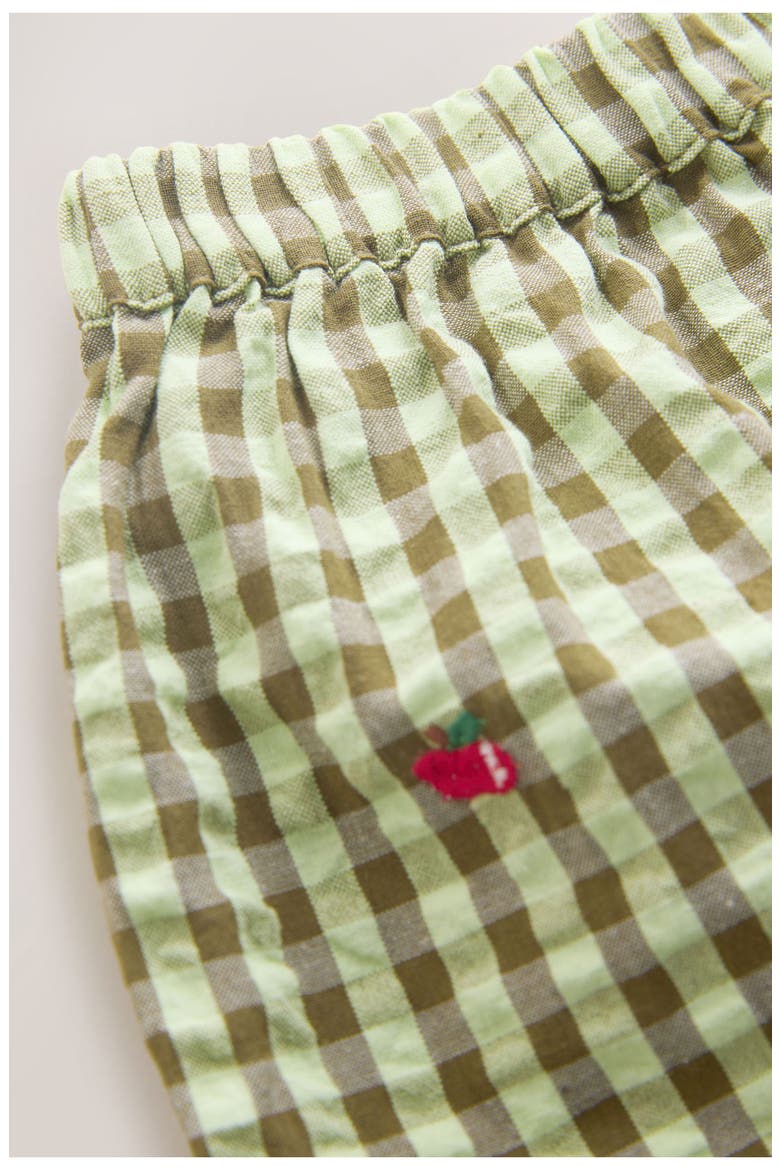 Kids' Embroidered Cotton Gingham Pants, Alternate, color, GREEN