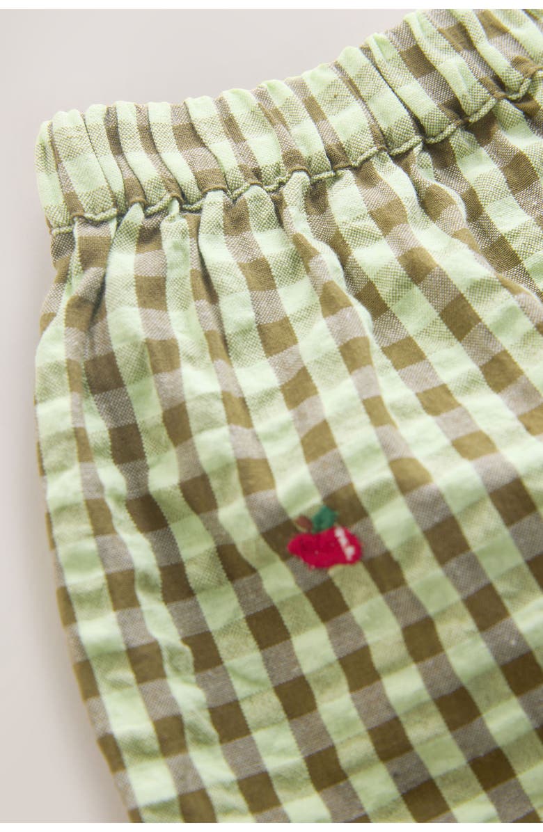 NEXT Kids' Embroidered Cotton Gingham Pants, Alternate, color, Green