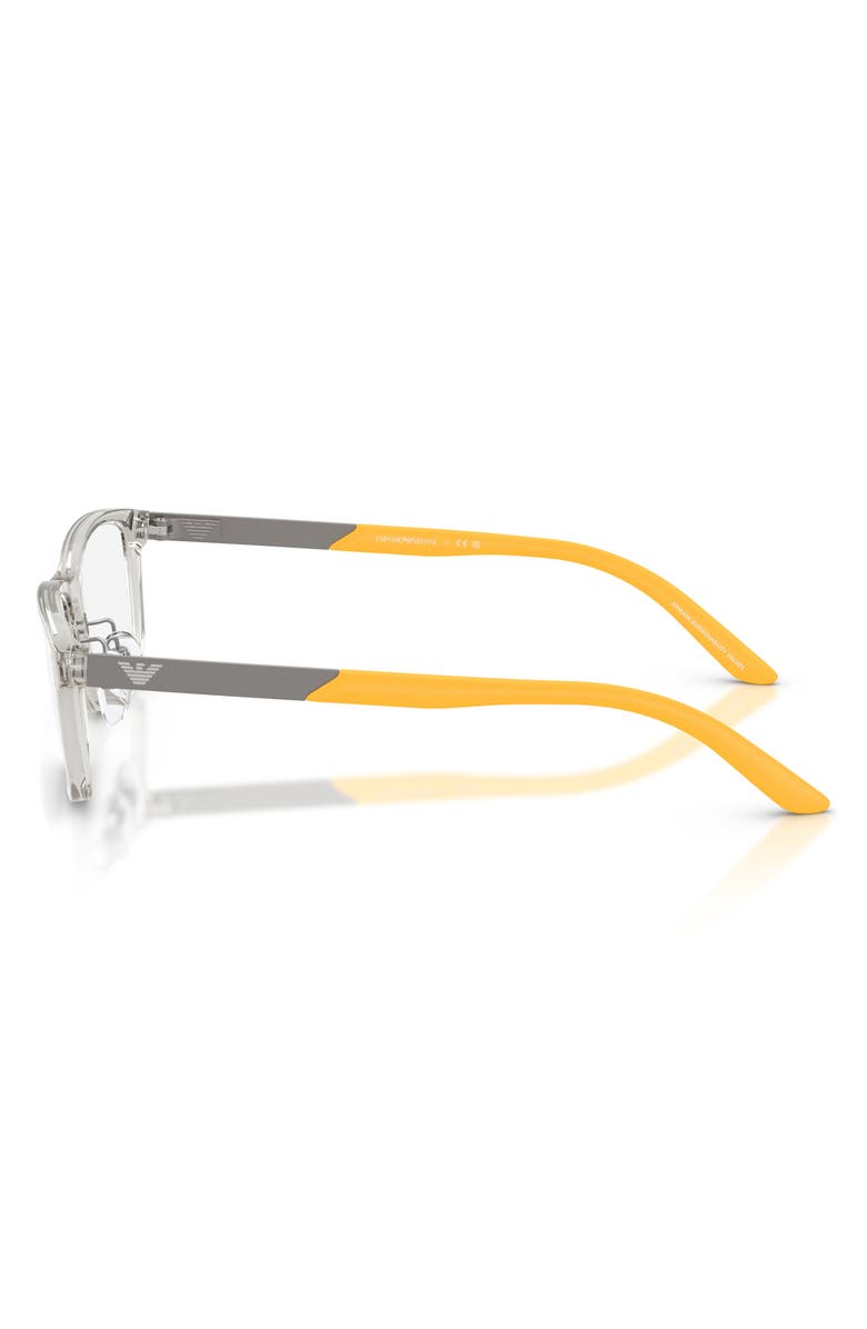 Emporio Armani Kids' 49mm Rectangle Optical Glasses, Alternate, color, Transparent Grey / Demo Lens