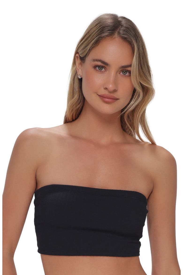 Shellie Tube Top Bikini Swimsuit, Alternate, color, Black Pacifica Rib