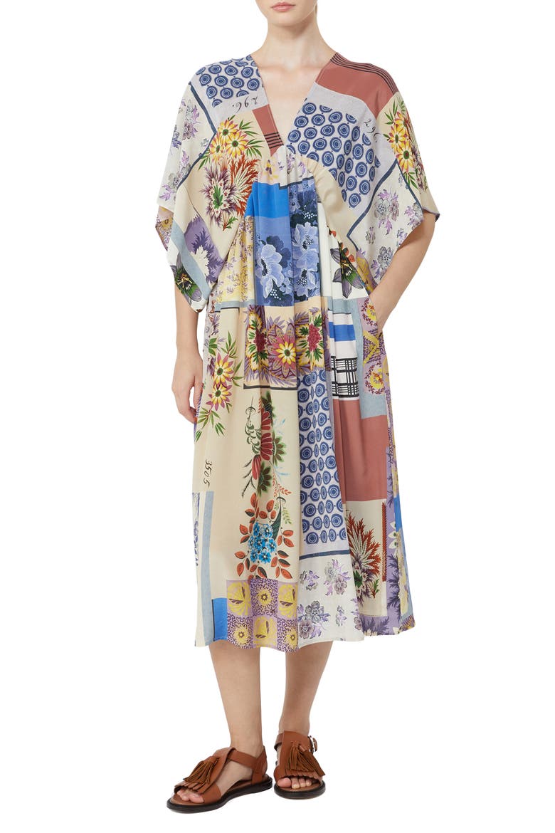 Nome Print Silk Dress, Main, color, MULTICOLOUR