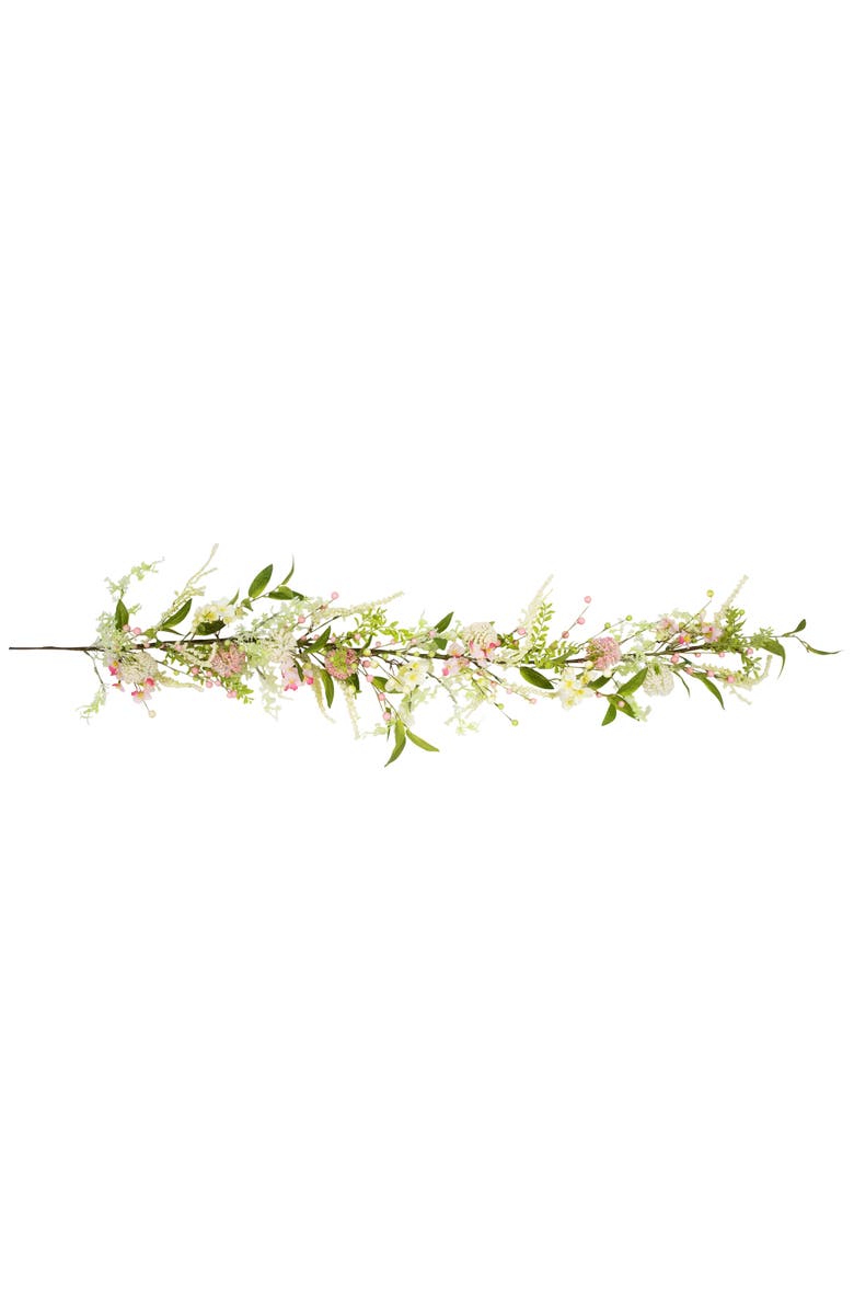 Northlight Hydrangea and Berry Floral Spring Garland - 5' - Pink and White, Main, color,