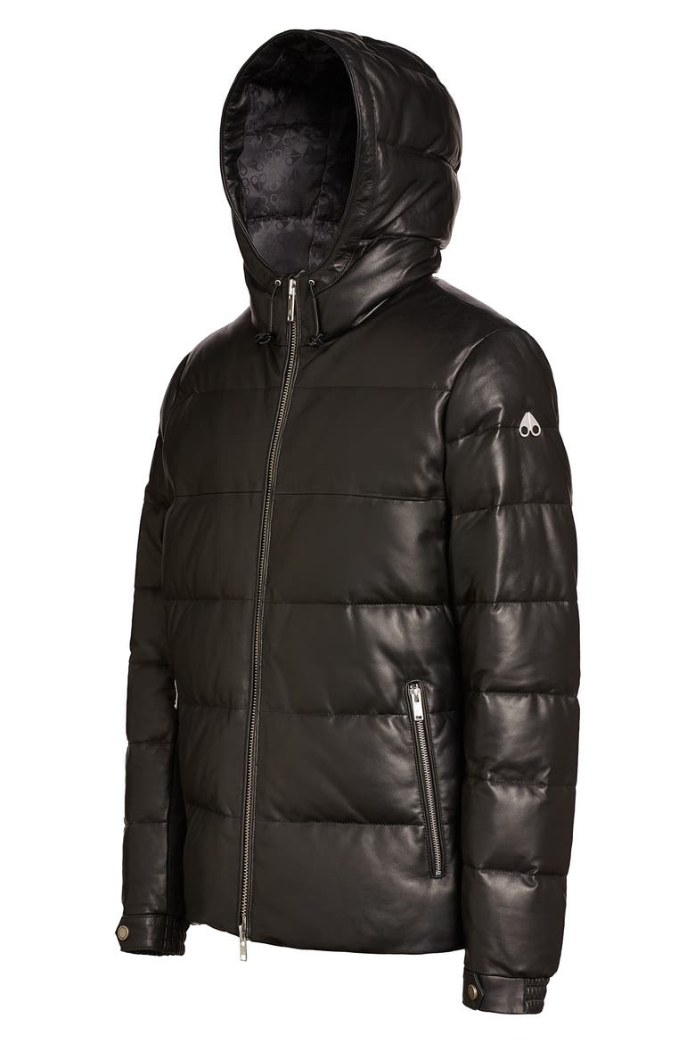 Men's Keg River 800 Fill Power Down Leather Puffer Jacket, Alternate, color, BLACK