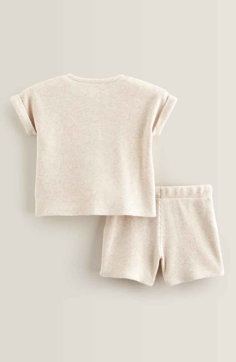 Nordstrom Waffle Knit Henley & Shorts Set, Alternate, color, Beige Oatmeal Light Heather