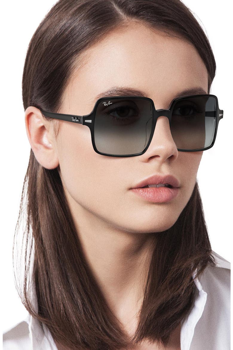 Square II 53mm Oversize Sunglasses, Alternate, color, BLACK/ LIGHT GREY BLUE GRAD