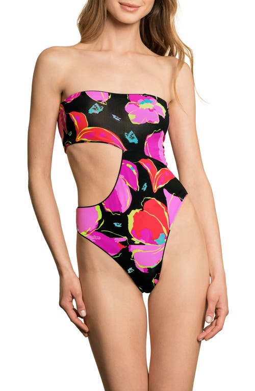 Maaji Floral Cutout One-piece Swimsuit In Black Multicolor