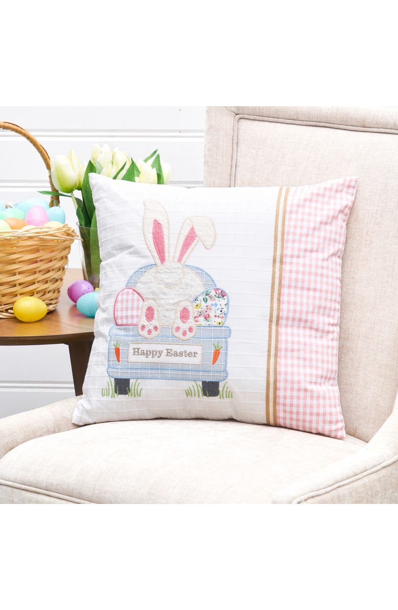 C&F Home Happy Easter Spring Themed Bunny Eggs Accent Throw Pillow, 18" x 18", Alternate, color, Pink