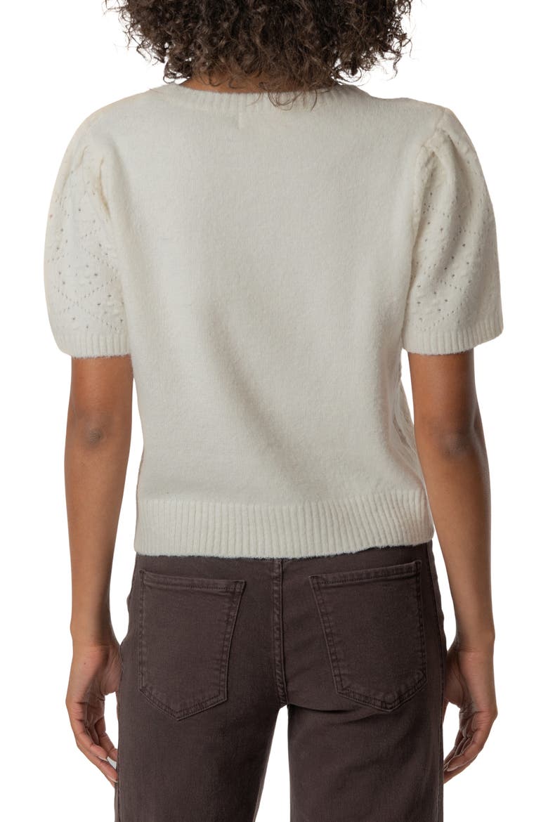 Faith Pointelle Short Sleeve Sweater, Alternate, color, BLOSSOM