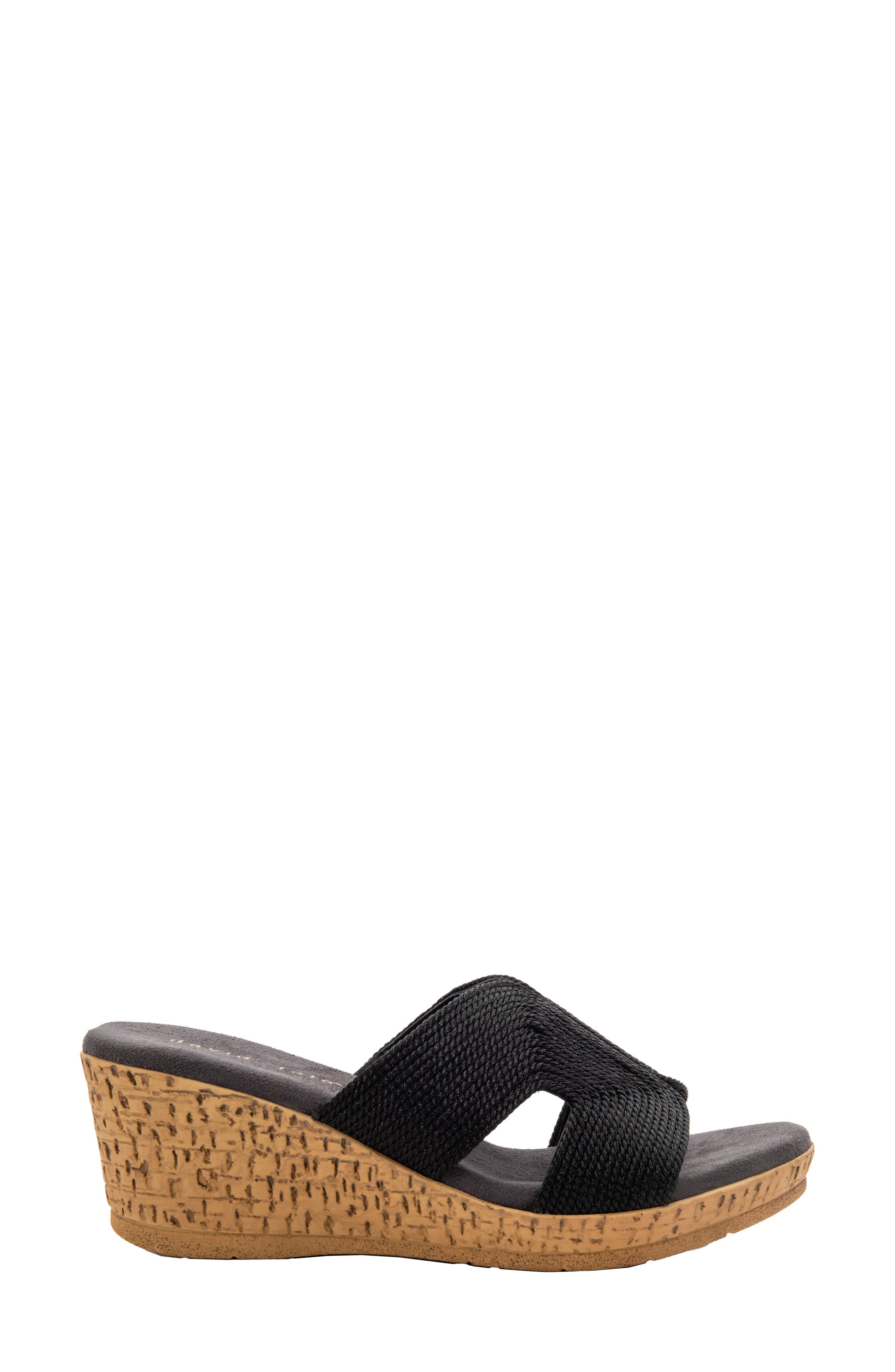 David Tate Vibe Wedge Slide Sandal, Alternate, color, Black