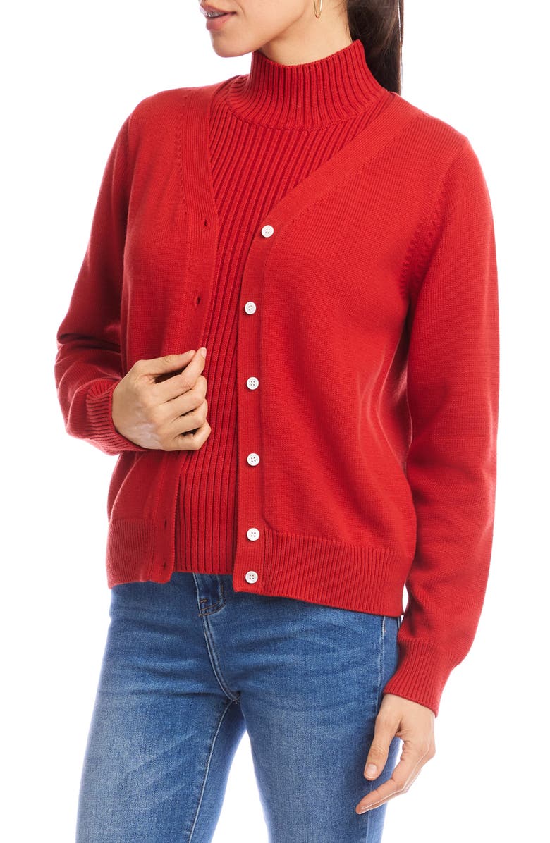 Karen Kane V-Neck Cardigan, Alternate, color, Tomato Red
