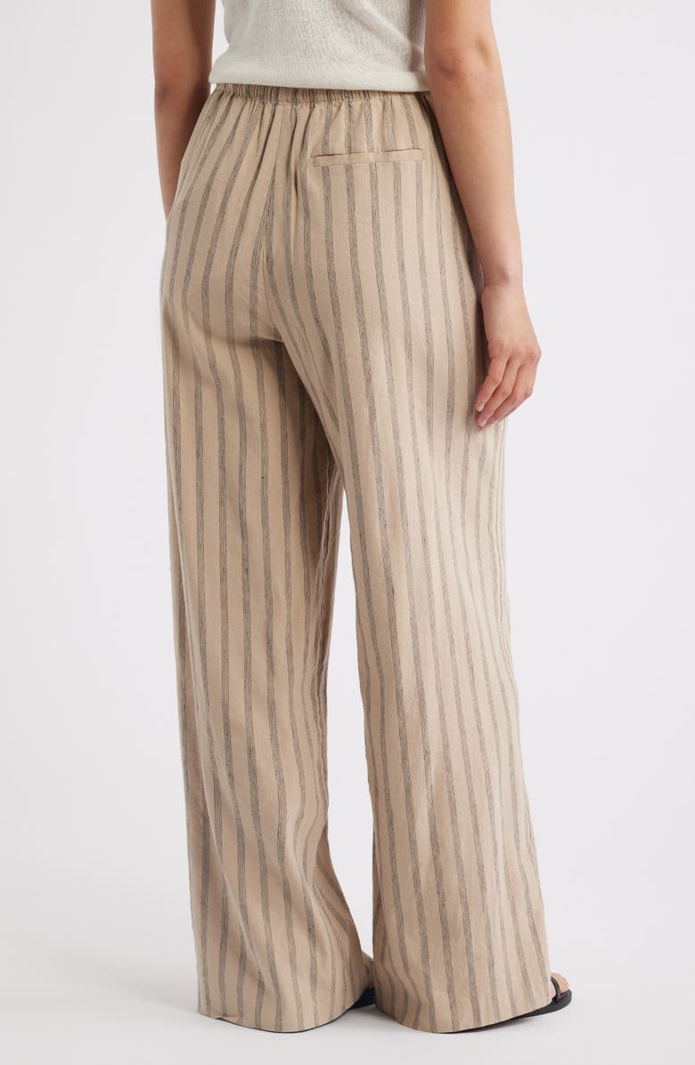 Nordstrom Linen Blend Wide Leg Pants, Alternate, color, Tan- Black Sonjay Stripe
