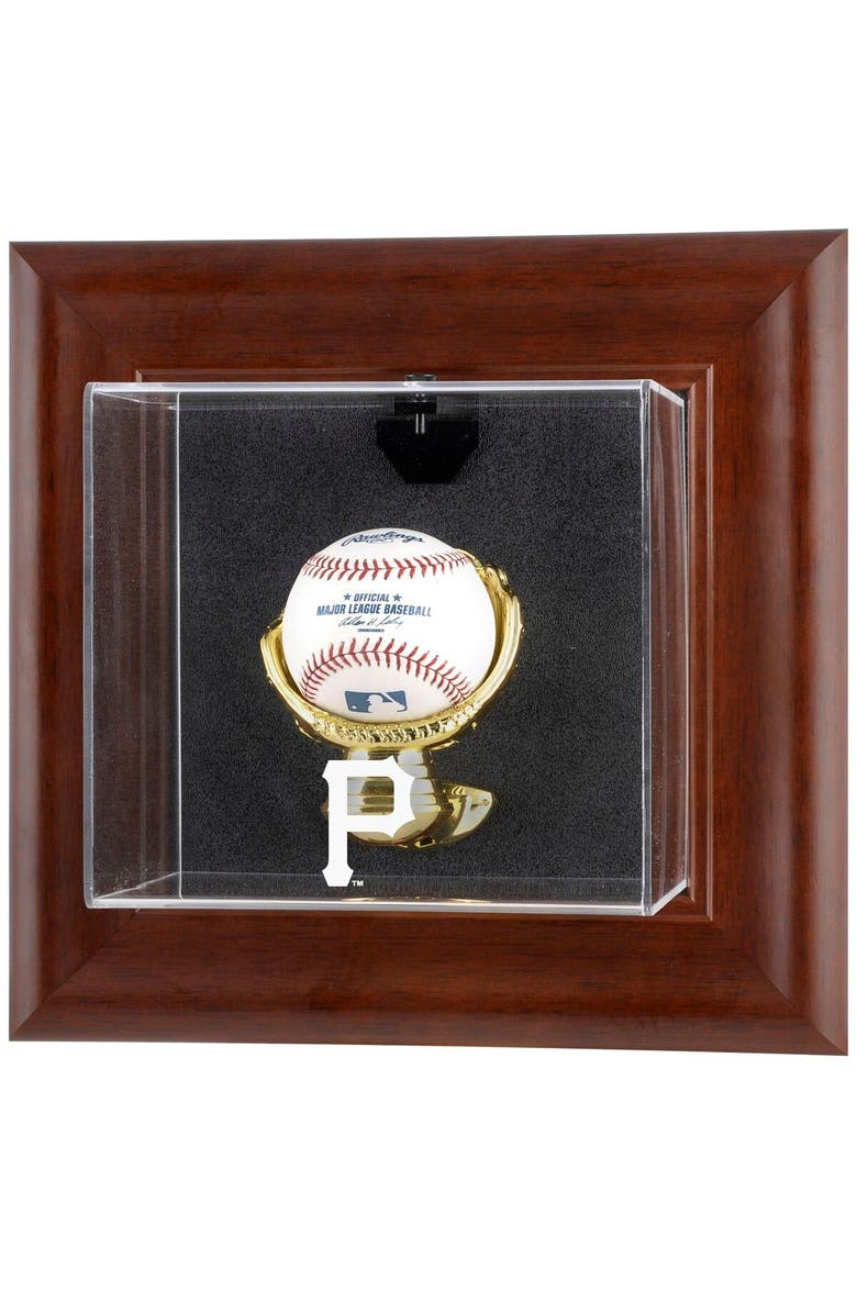 FANATICS AUTHENTIC Pittsburgh Pirates (2014 - Present) Brown Framed Wall-Mounted Logo Baseball Display Case, Main, color, 