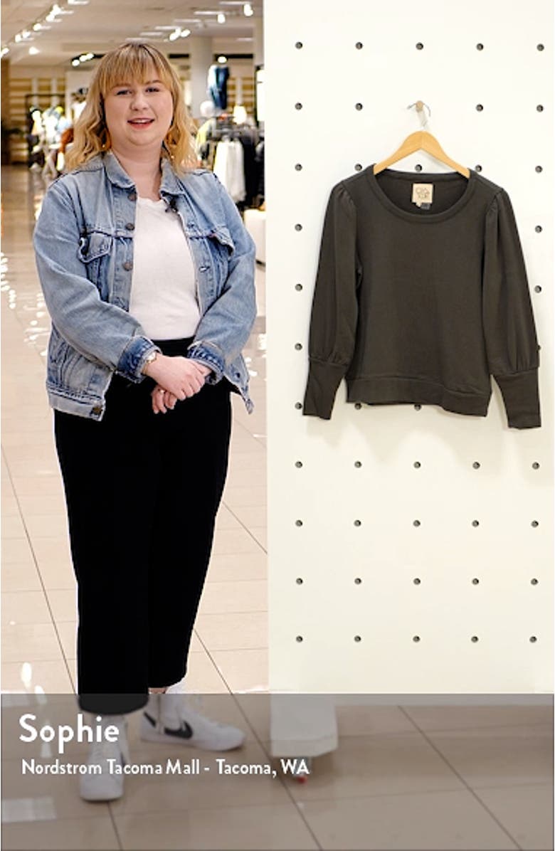 Puff Sleeve Cotton Knit Pullover Top, sales video thumbnail