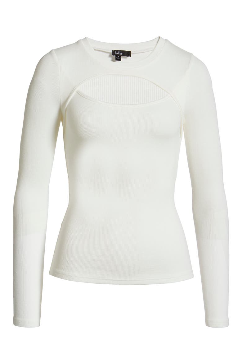 Flirty Little Secret Cutout Ribbed Top, Alternate, color, WHITE