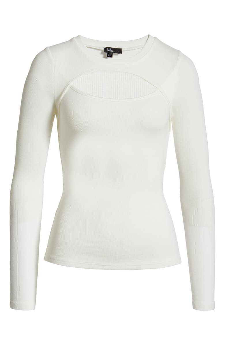 Lulus Flirty Little Secret Cutout Ribbed Top, Alternate, color, White