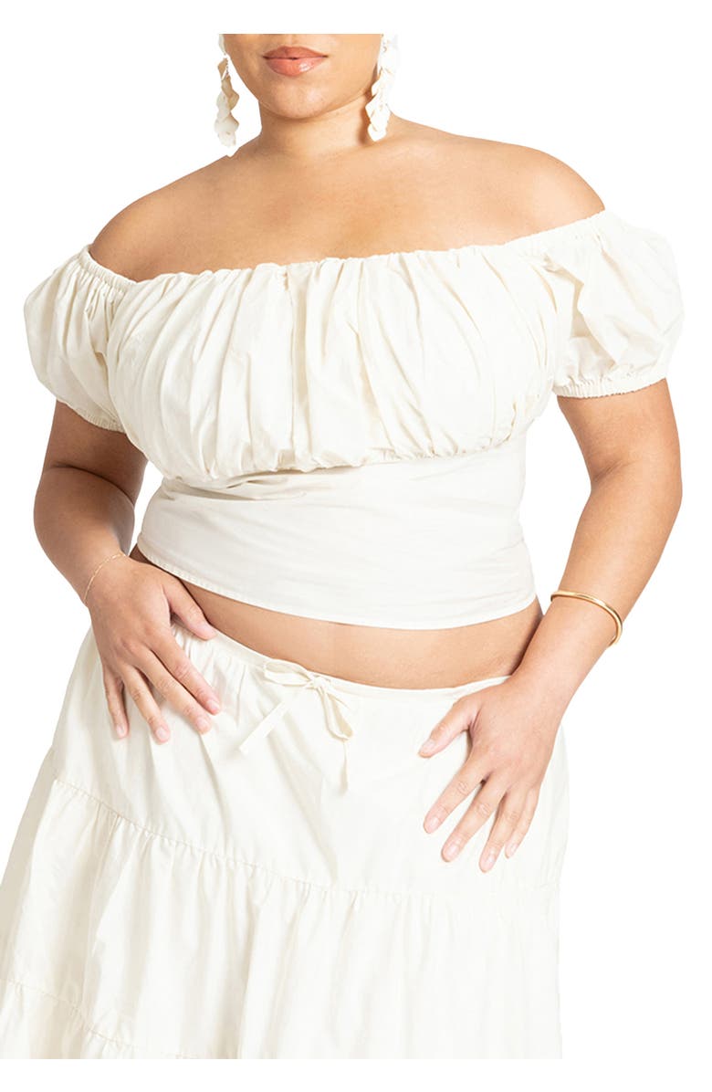 ELOQUII Shirred Maiden Top, Main, color, Tofu