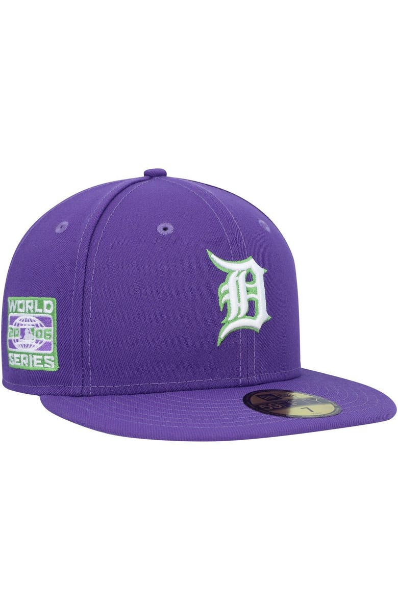 New Era Men's New Era Purple Detroit Tigers Lime Side Patch 59FIFTY Fitted Hat, Main, color, 