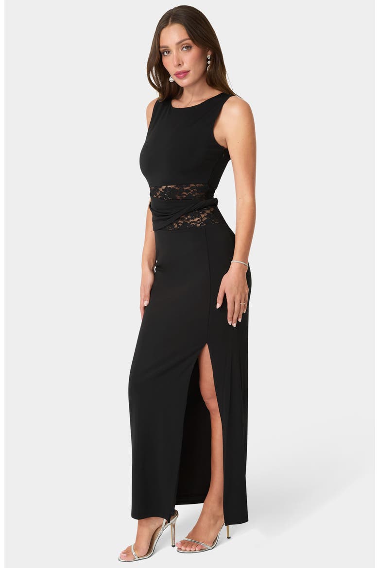 Lace Waist Sleeveless Maxi Dress, Alternate, color, BLACK