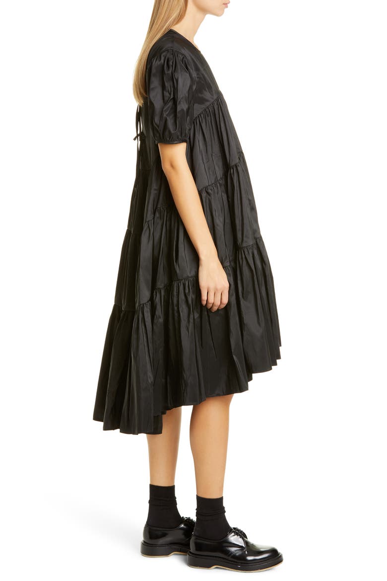 Esmie Tiered Puff Sleeve Dress, Alternate, color, BLACK