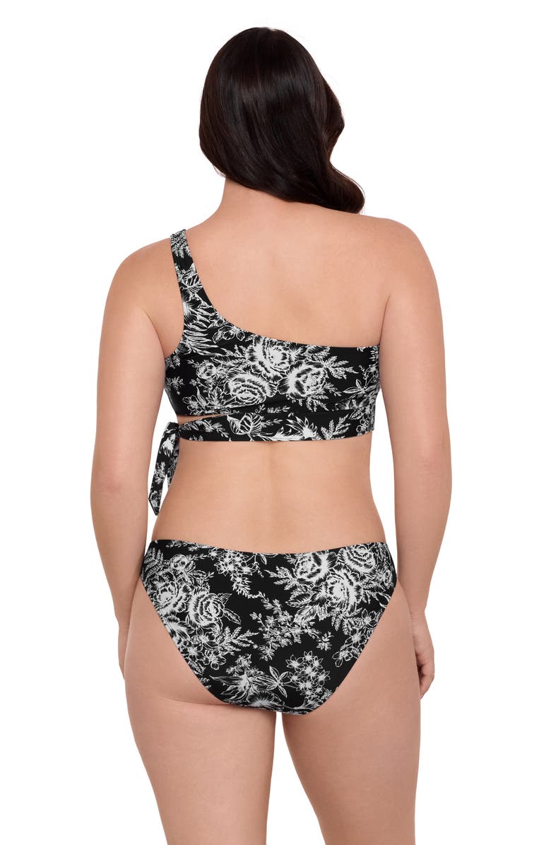 Aqua Green Tie Side One Shoulder Bikini Set, Alternate, color, Island Toile