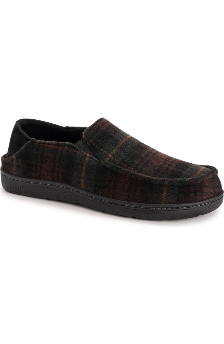 MUK LUKS Owen Step-Down Slipper, Main, color, Brown Plaid