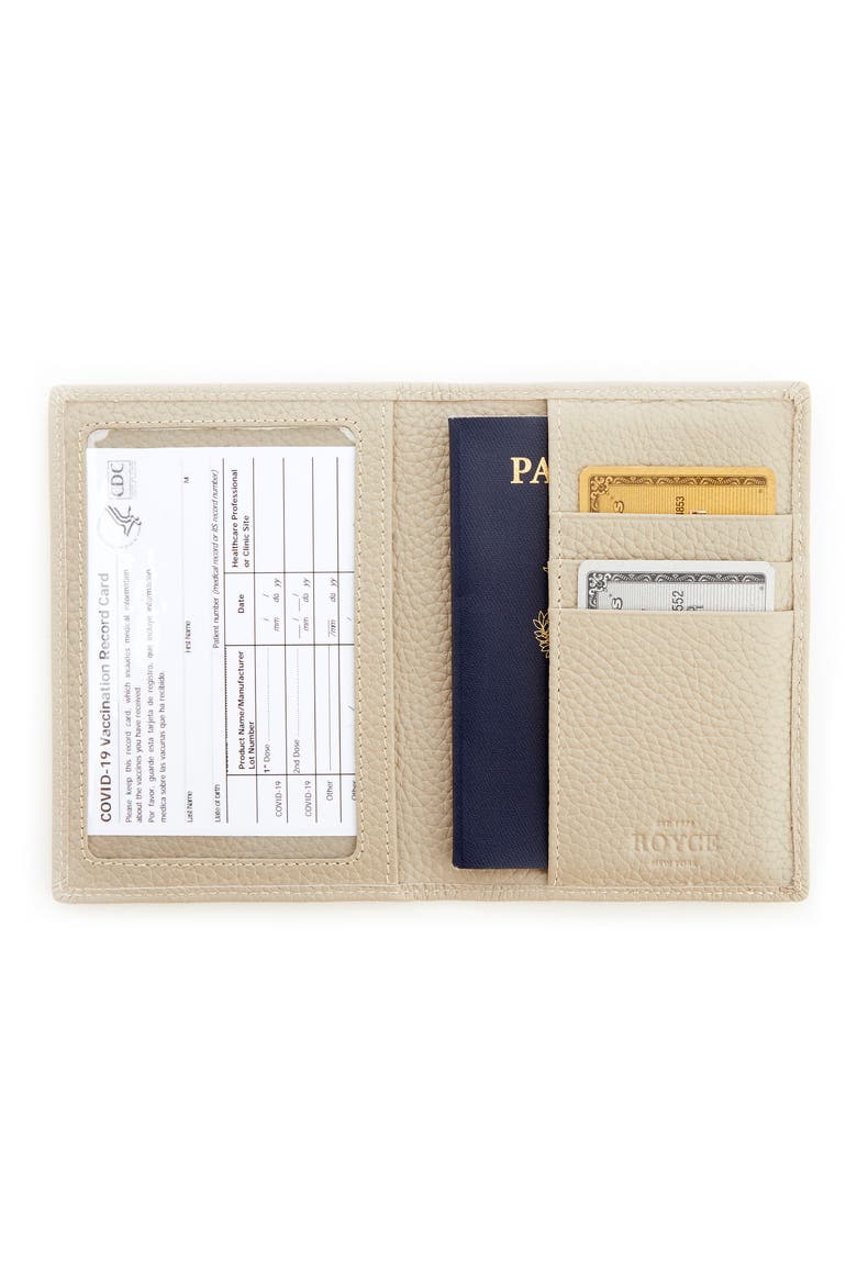 Personalized Leather Vaccine Card Holder, Alternate, color, TAUPE - DEBOSS