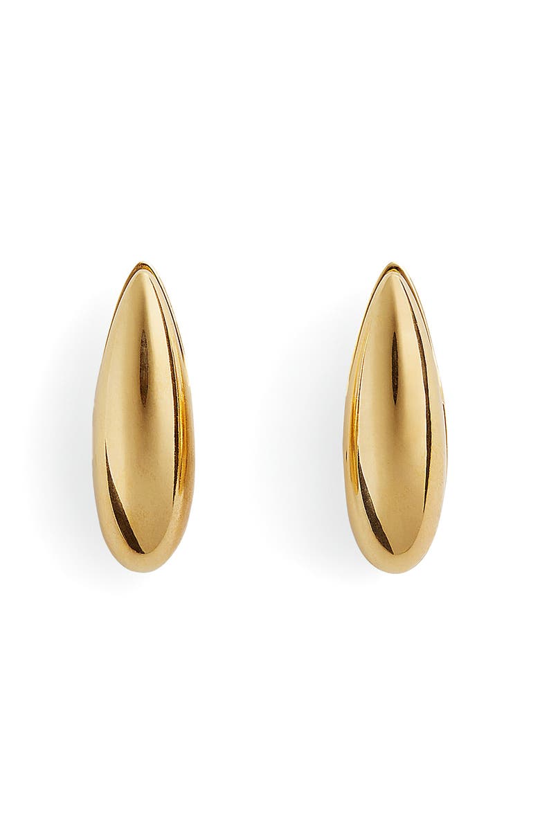 Bottega Veneta Small Ellipse Huggie Hoop Earrings, Alternate, color, 8120 Yellow Gold