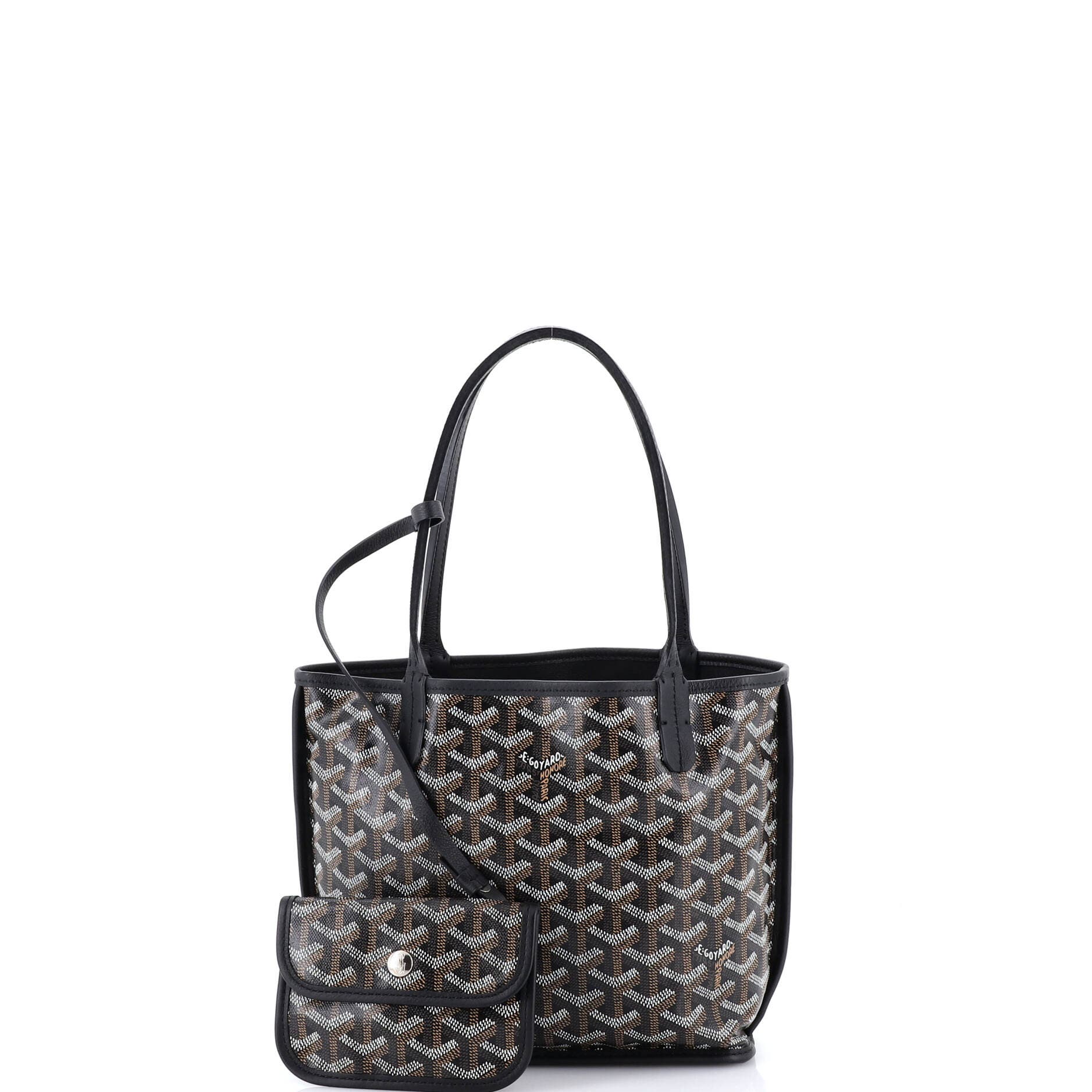 Pre-Owned Goyard Anjou Reversible Tote Coated Canvas Mini, Alternate, color, Black