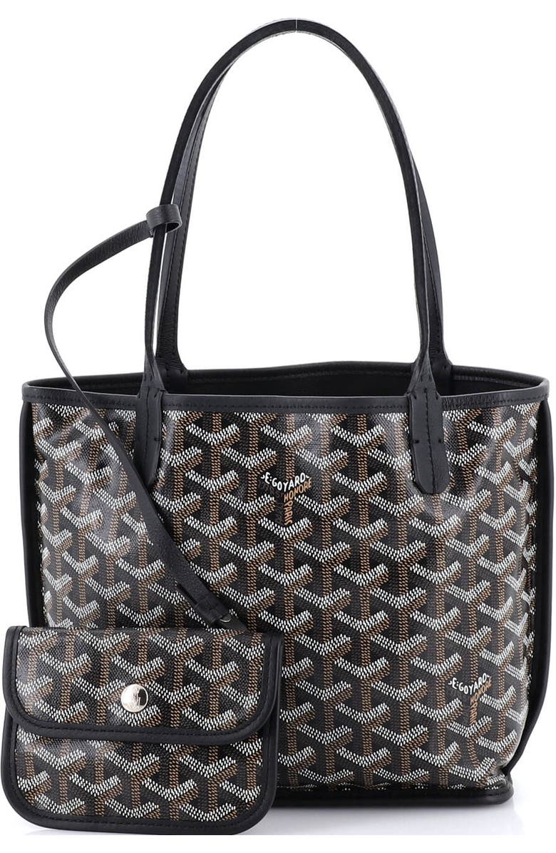 Pre-Owned Goyard Anjou Reversible Tote Coated Canvas Mini, Alternate, color, Black